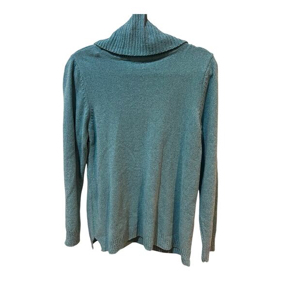 White Stag Sweater Women’s XL Blue Cowl Neck Acrylic Knit Pullover Long Sleeve - Picture 3 of 7